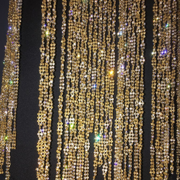 MeaniBeauty Shiny Crystal Rhinestone Tassel Dress