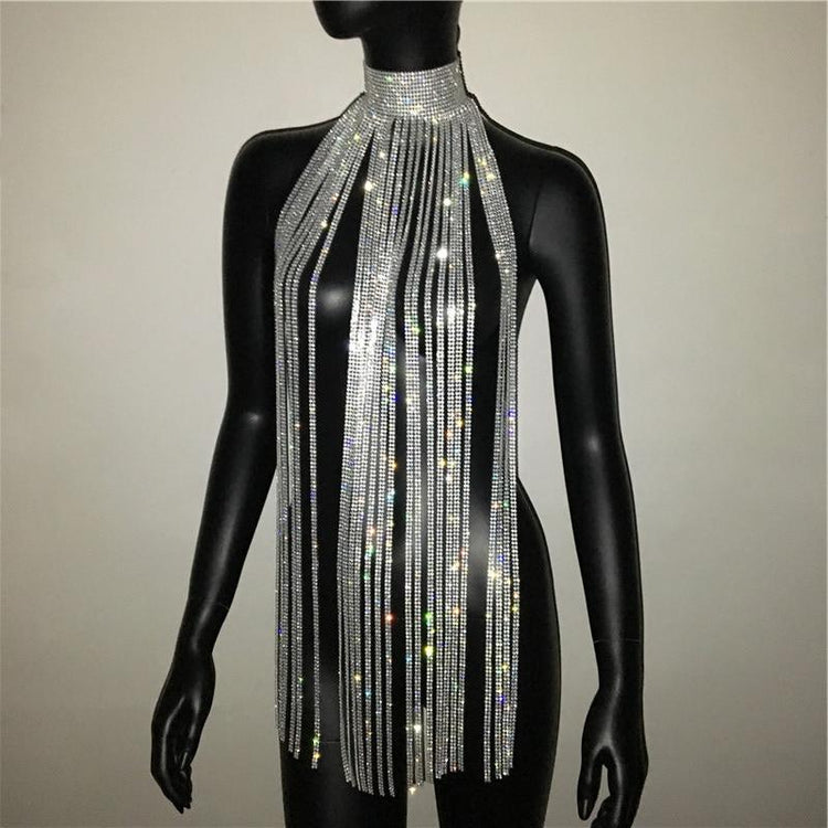 MeaniBeauty Shiny Crystal Rhinestone Tassel Dress