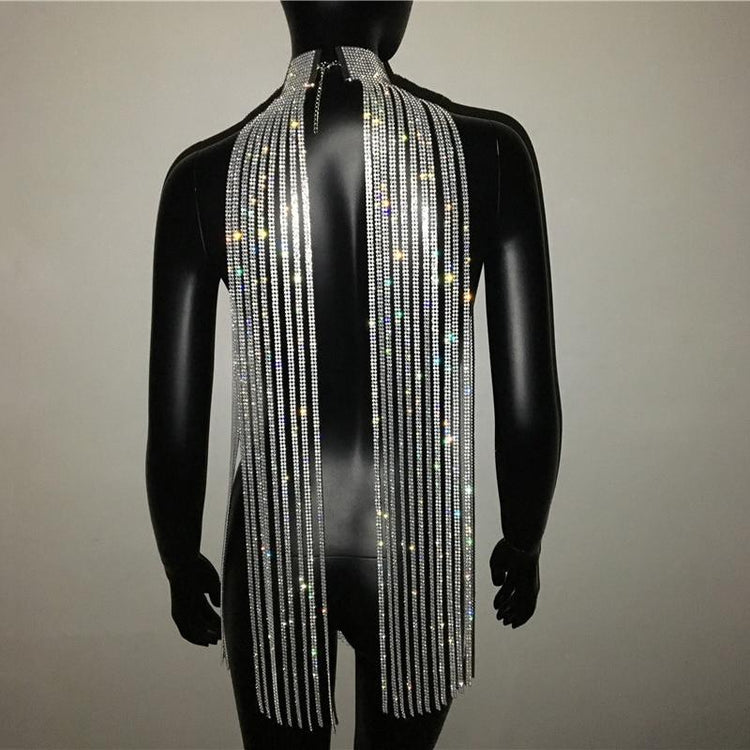 MeaniBeauty Shiny Crystal Rhinestone Tassel Dress