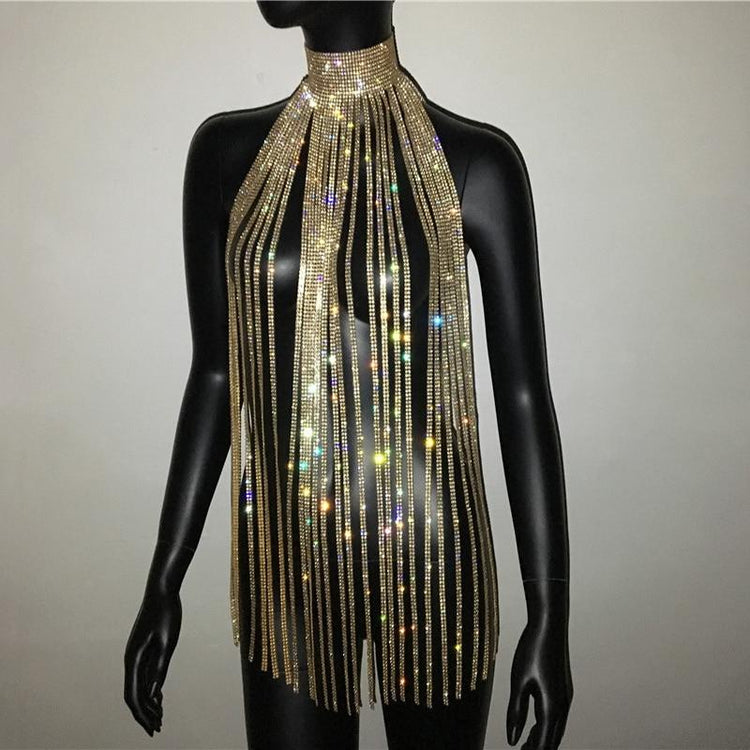 MeaniBeauty Shiny Crystal Rhinestone Tassel Dress