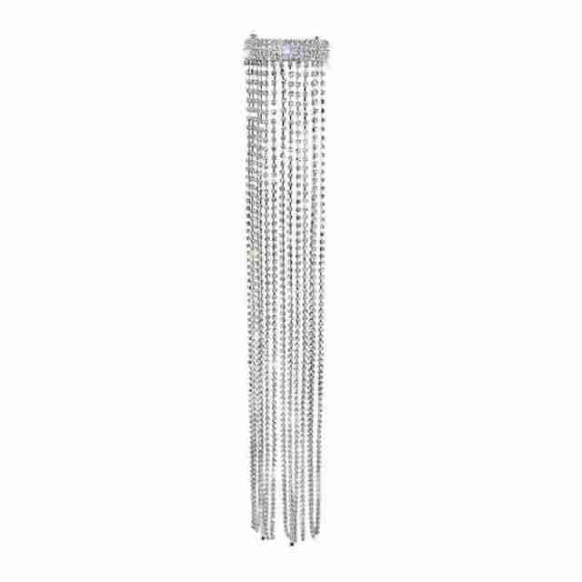 MeaniBeauty Long Crystal Silver Hairpin Ponytail Holder