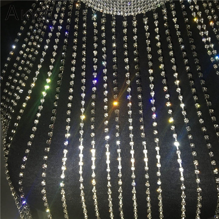 MeaniBeauty Shiny Crystal Rhinestone Tassel Dress